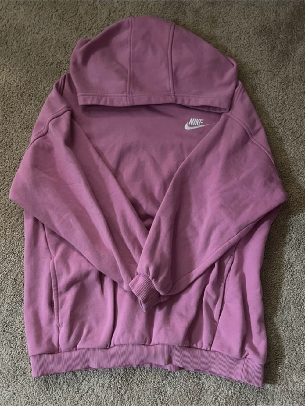 Nike Men's Mauve Crewneck Hoodie with White Logo